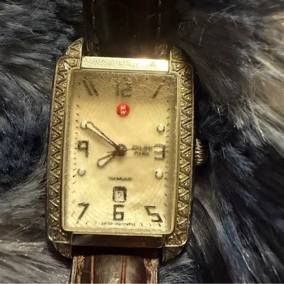 Michele Deco Diamond Bezel Watch 74 Diamonds Swiss Quartz Needs Battery - Picture 6 of 13